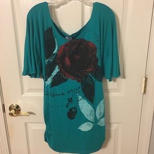 🎁 2 for $12 Roman green beautiful top Size 3X